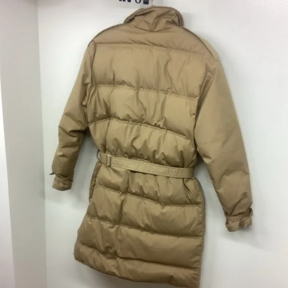 1st Down Y2K Down Trench Puffer Coat Tan Long Middie Length Belted and OOAK EUC! - Picture 5 of 17